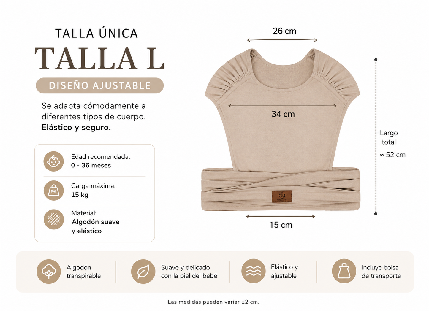 Fular Cerca de Mamá™ – Ajustable y Suave